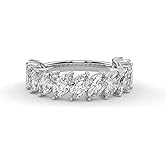 AFFY Half Eternity Wedding Band Ring, 2.33 Carat (ctw) Marquise Lab Grown Diamond Rings for Women 925 Sterling Silver Or 10K Solid Gold F-G, VS-SI Quality