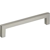 Amerock 5-1/16" Monument Satin Nickel Drawer Pull | 5-1/16 inch (128mm) Center-to-Center Mounting Distance and 5-7/16 inches Overall Length, Durable Aluminum Cabinet Hardware