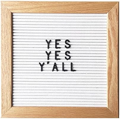 10" x 10" Changeable Oak Wood Letter Board Set w/ 290 PC Letters + Numbers: White Vinyl with Oak Wood Frame