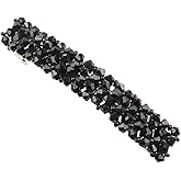 1Pc Black Hair Clips Handmade Rhinestone Barrettes Metal Hair Holders Clips and Barrettes Hair Clips for Women Girls,Rhinestone for Women,Black Barrettes,Headwear Styling Accessorie