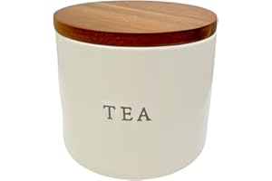 GENERIC Tea Canister Finely Glazed Stoneware with Wood Lid by Hearth & Hand with Magnolia