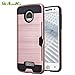 Moto Z Droid Case, AnoKe [Credit Card Slots Holder][Wallet] Silicone Rubber Hybrid Armor Shockproof Protective Holster Cover Case For Motorola Moto Z / Moto Z Droid Edition - KLS Rose Gold