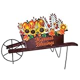 Autumn Harvest Wheelbarrow Yard Stake