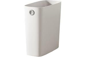 Slim Open Top Plastic Bathroom Trash Can, Small Wastebasket for Bedroom Living Room Office Kitchen Indoor Use (White, One Siz