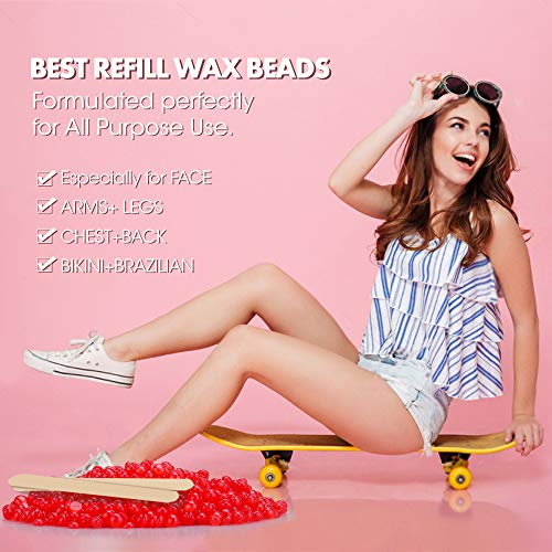 Wax Beads, Ajoura Hard Wax Beans for Hair Removal (All In One Body Formula) Moisturize Sensitive Skin Wax for Face, Bikini, Eyebrow, Legs, Underarm, 2lb Large Refill Film Wax Beads for Wax Warmer Kit