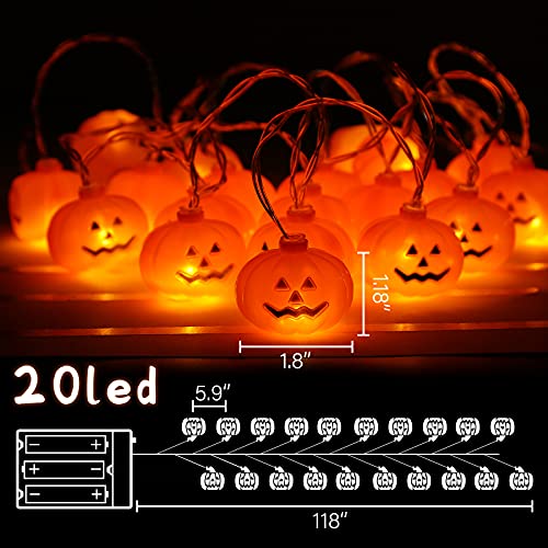 VGOODALL Pumpkin String Lights,20 LED 2 Modes Halloween String Lights Holiday Lights for Outdoor Indoor Party Decor