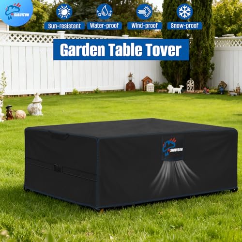 SIRUITON Garden Furniture Covers 180 x 150 x 74 cm with Air Venting, Waterproof, Windproof, 520D Oxford Fabric, Tear Resistant, Large Cover for Patio, Cover
