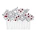 EVER FAITH Bridal Side Comb Rhinestone Pearl Bride Hair Accessories Flower Wedding Headpiece for Bridesmaids Red Silver-Tone