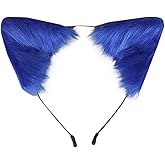 VIGVAN Fox Wolf Ears Animal Cosplay Cat Cosplay Accessories for Halloween (Blue)
