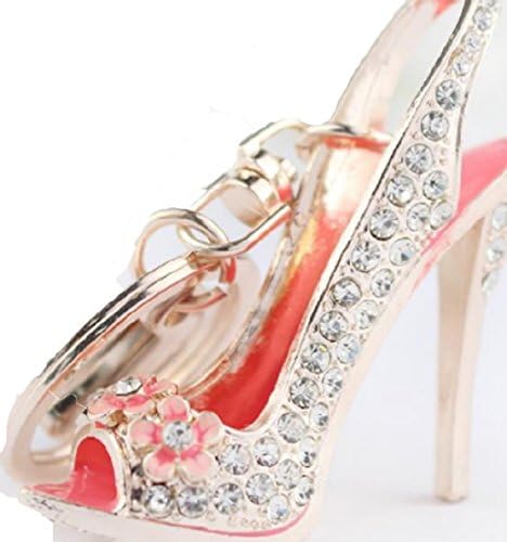 Open Toe HIGH HEEL Key Chain is Embellished with Crystal Rhinestones.Gold Clasp &amp; Ring.Cute Gift for Your Shopping Pal