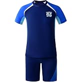 karrack Boys Two Piece Rash Guard Swimsuit Kid Water Sport Short Swimsuits UPF 50+ Sun Protection Bathing Suits