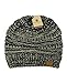 NYfashion101 Exclusive Unisex Two Tone Warm Cable Knit Thick Slouch Beanie Cap, Black/Dark Beige