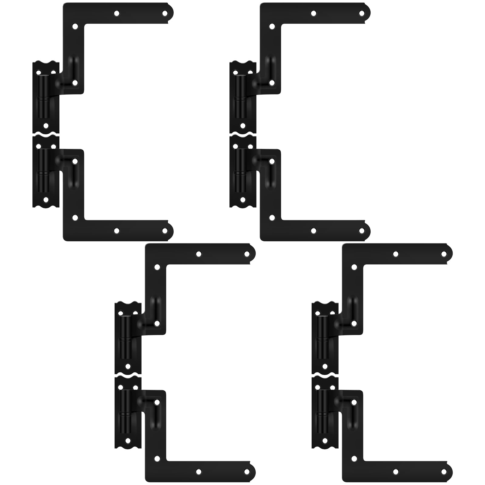 Photo 1 of Moxweyeni 8 Pack (4 Pair) Steel Blind Shutter Hinge 1-1/16" Black Wrought Iron Shutter Lift Off Pintle Reversible Hinges for Heavy Duty Wood Frame, Brick, Doors, Window (Black)
