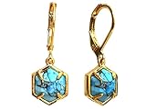Gempires Copper Turquoise Earrings with Hexagon