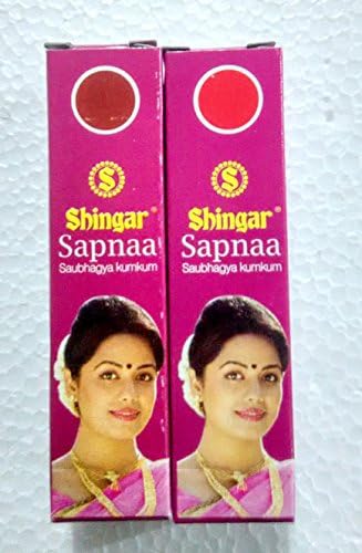 India Traditional Shingar Sapnaa Saubhagya Kumkum 2 Shades 5gm each - Deep Red &amp; Red Liquid Bindi
