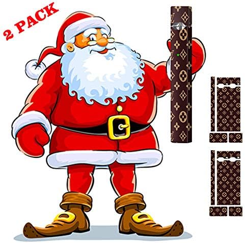 CASIRENA Juul Skin 2 Pack Juul Vinyl Decal Wrap Stickers for Juul Vape Device and Charger Protection Skin Cover Durable and Unique Styles (Brown LV)