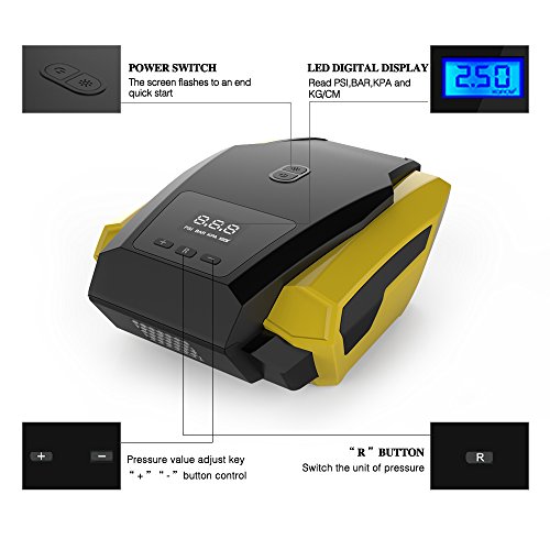 Auto Digital Tire Inflator,Portable Air Compressor Pump With Lighting,12V 150 PSI
