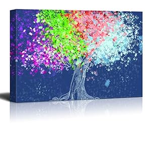 Wall26-Canvas Wall Art-Color Tree Oil Painting for Living Room-Giclee Painting Wall Bedroom Living House Decoration Home Art - 12x18 inches
