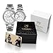 Couple Watches Quartz Waterproof Wristwatches for Lovers Pair in Package Silver Dial Stainless Steel Band