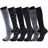 6 Pairs Compression Socks for Women Men 15-20 mmhg Knee High, Womens Compression Socks Compression Stockings for Women Men