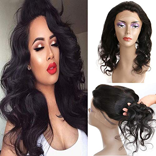 QTHAIR 10A 18inch Body Wave Brazilian Virgin Human Hair 360 Lace Frontal Closure with Cap Full Head Lace Band Closure Natural Black