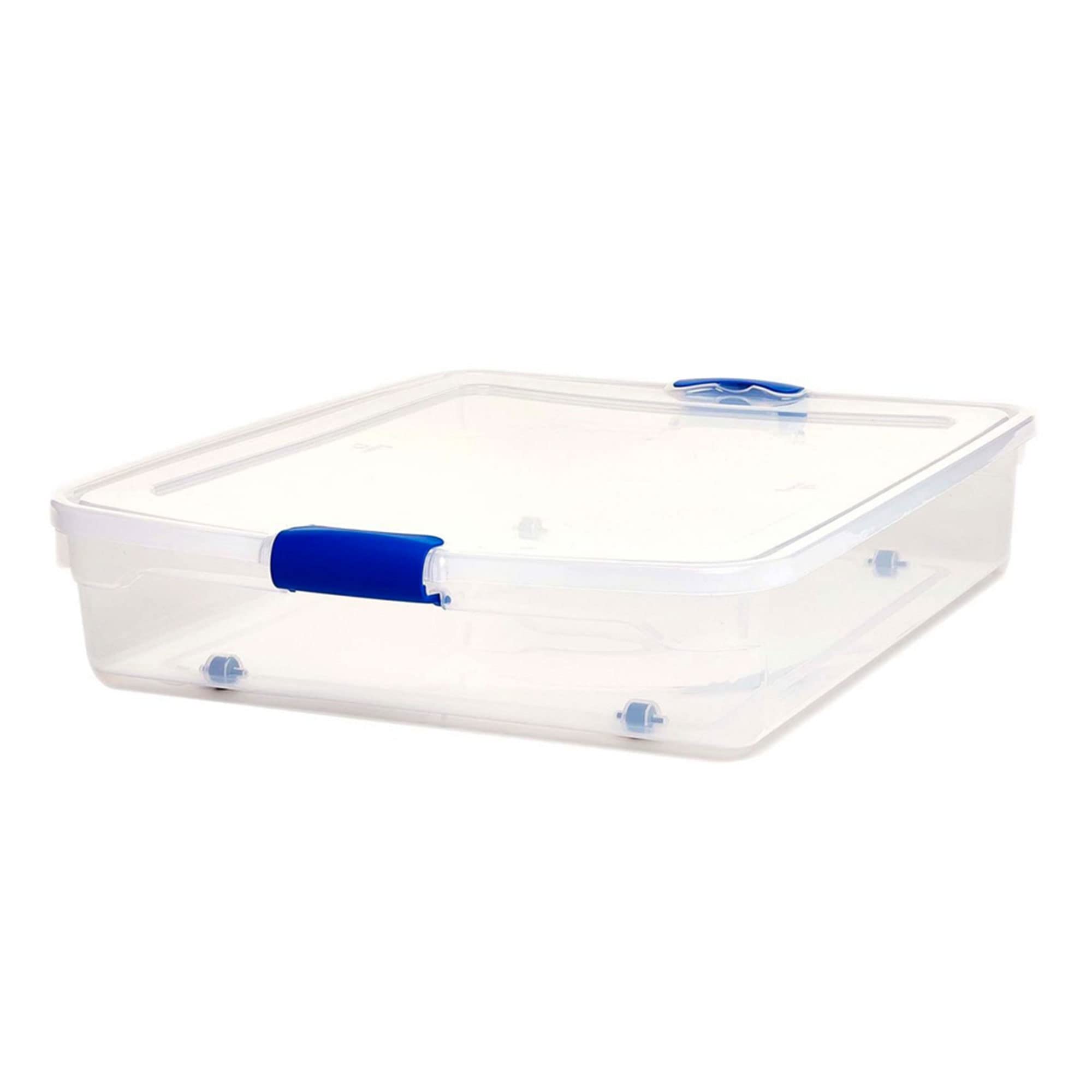 Photo 1 of HOMZ 2-Pack Under Bed Storage, Clear Plastic Containers with Lids, 56 Quart, Blue Latch