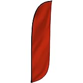 LookOurWay Feather Flag Banner - 12 Feet Tall Advertising Flags for Outdoor Business and Events Promotion - Swooper Flag Only - Solid Color Flags - Red (10M1200067)