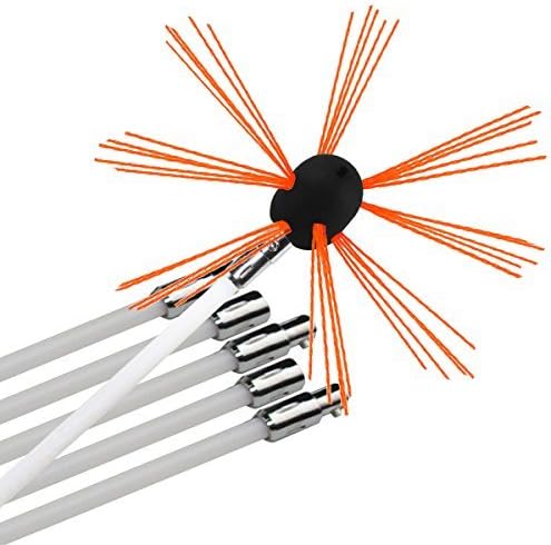 Chimney Brush-Electrical Drill Drive Sweeping Cleaning Tool Kits with Nylon Flexible Rods (12 rods)