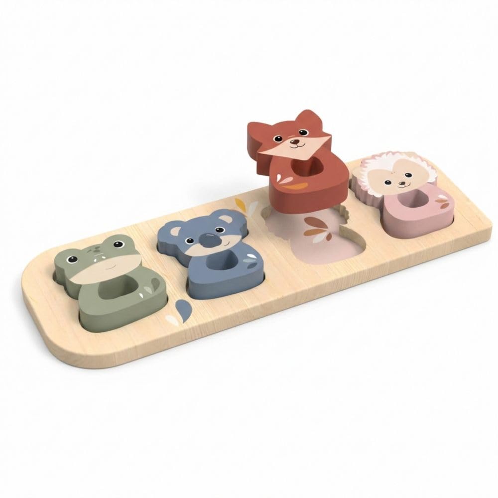 SPEEDY MONKEY Wooden Animal Puzzle for Toddlers 12m+ | Educational Animal Shape Sorter Puzzle | Colorful Sorting Play Baby Toy | Fine Motor & Cognitive Learning Toy for Kids & Preschoolers