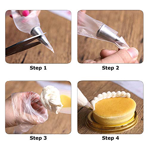 Pack of 200 Disposable Pastry Bag Cake Icing Piping Baking Decoration Tools,Frosting Bags for Cookie, Cupcake, and Cake Decorating - Thumbnail 2