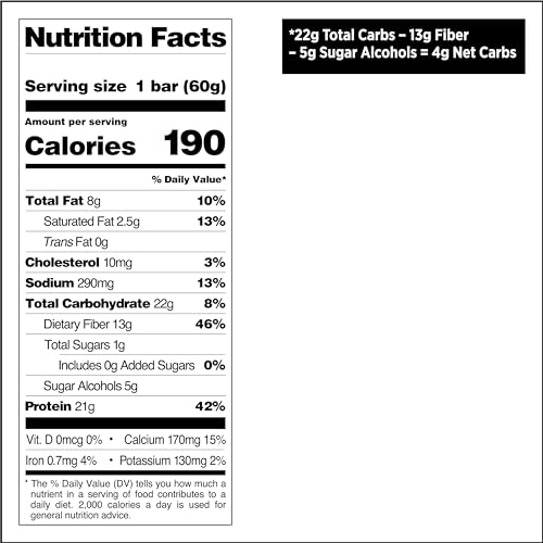QUEST NUTRITION COOKIES & CREAM PROTEIN BARS, 21G PROTEIN, 4G NET CARBS, 1G SUGAR, GLUTEN FREE, KETO FRIENDLY, 4 COUNT