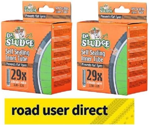 2 x 29" Dr Sludge Mountain Bikes Inner Tubes - Instant Puncture Seal 29 x 2.10 - 2.35 Schrader / Car Valves