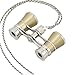 OPO Opera Theater Horse Racing Glasses Binocular Telescope Chain Necklace (Gold with Silver Trim) 3X25