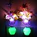 Taozi 2 PCS Kids Night Light Bathroom Kitchen Bedside Wall Light Lamp Color Changing Plug In LED Mushroom Flower Nightlight (Cream)