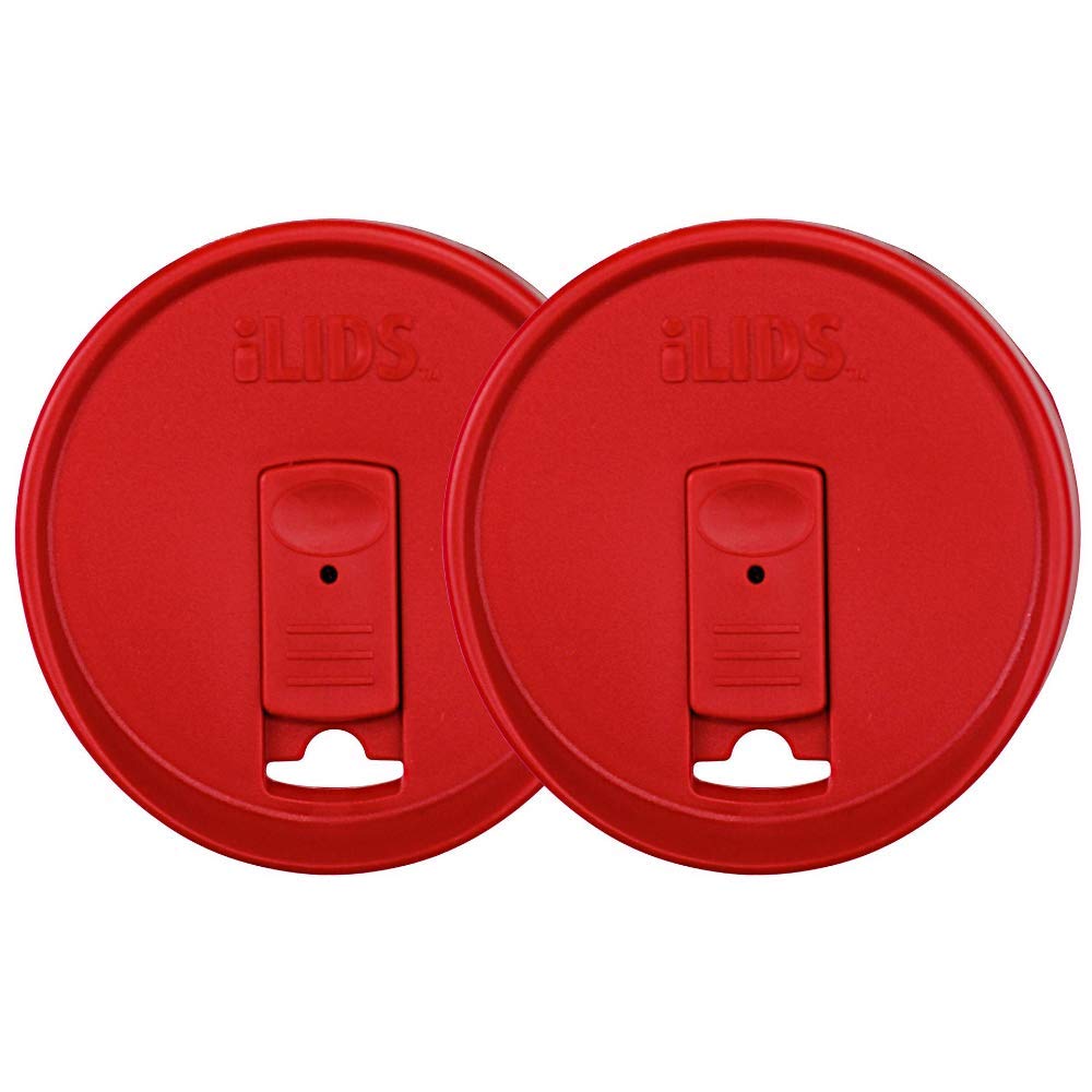 iLIDS Mason Jar Drink Lid, Wide Mouth, Red, 2-Pack