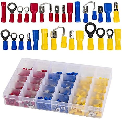 GeekBox® 720pcs Electrical Connectors,Mixed Assorted Lug Kit, Insulated Spade Wire Connector Crimp Terminal Spade Ring Set