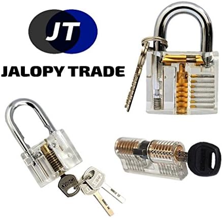 JalopyTrade 3 Common Types of Locks Transparent Cutaway Crystal Pin Tumbler Keyed Padlock Set