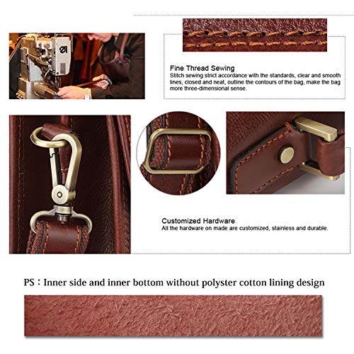 Banuce Full Grain Italian Leather Briefcase for Men Business Lock Attache Case 14 inch Laptop Messenger Bag