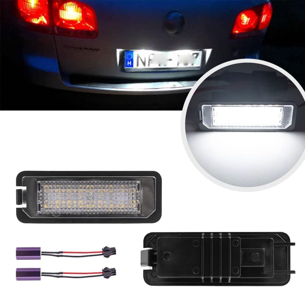 Photo 1 of 2pcs LED License Plate Lights Number Lamp for MK5 GTI MK6 MK7 Golf 5 Glof 6 Golf 7 New Beetle Passat CC Rabbit Eos Phaeton Polo Lupo Powered by Xenon White LED with Can-bus Error Free