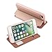 Nouske Swipe Case for iPhone 7 Plus iPhone 8 Plus with Stand/Window View/Magnetic Closing/TPU Bumper/Flip Full Cover Rose Gold