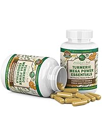 Turmeric Curcumin Ginseng Olive Leaf Bioperine 2235mg/day Mega Power Essential Extract by Herbalist's Best 95% Curcuminoids 100% Natural Immune Booster Anti Inflammatory Anti Aging Antioxidant