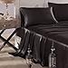 HONEYMOON HOME FASHIONS Ultra Luxury and Soft Satin Full Bed Sheet Set - Black