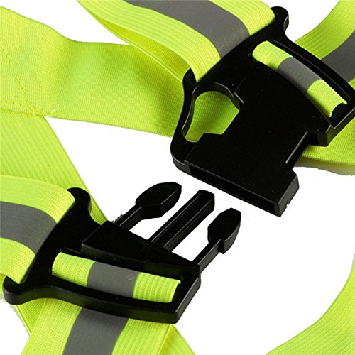 RICHELE High Visibility Adjustable Reflective Vest , Elastic Safety Vest for Running Jogging Cycling Biking Working (Yellow)