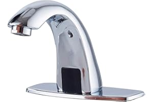 YCCUZA Electronic Bathroom Faucet Automatic Sensor Touchless Bathroom Sink Faucet Chrome, Motion Activated Hands-Free Vessel Sink Tap, Easy Installation Battery or Plug in Powered