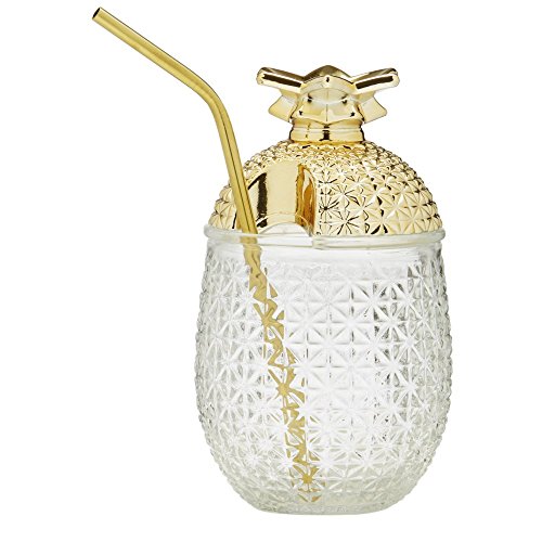 Brilliant – Ananas Cocktailglas mit Strohhalm und abnehmbarem Deckel, 444 ml. Stückzahl: 2. – Bild 3