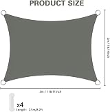 OFFCUP 2x3m Rectangle Shade Sail Awning Canopy 160gsm Waterproof UV Block Grey view 2