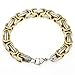 Trendsmax Mens Bracelet and Necklace Stainless Steel Byzantine Chain Link Gold Silver Tone with Gift Bag 7-11Inch