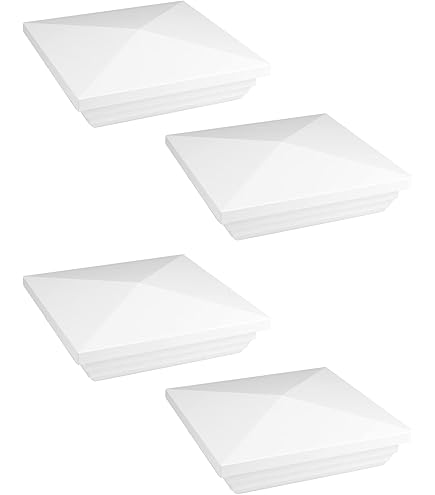 4x4 Vinyl Fence Post Caps, White PVC Decorative Pyramid For Actual