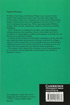 Greek Musical Writings Volume 2 Harmonic And Acoustic - 