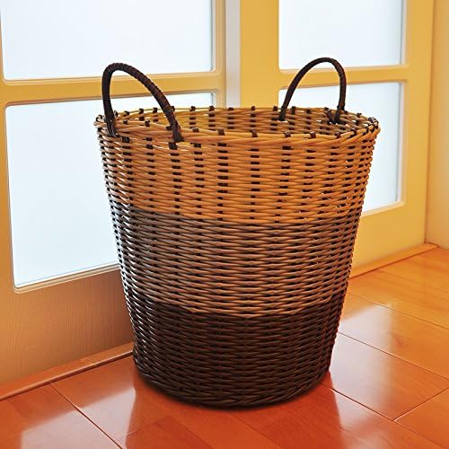 Luckyfree Laundry Basket Plastic Rattan Dirty Clothes Basket Toys Debris Snack Storage Baskets Woven Baskets, Xl Thick Brown Rice